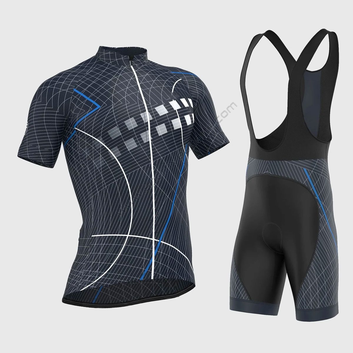 2 Sportivesports Men's & Boy's Set Classic II Blue Short Sleeve Jersey & Bib Shorts - Image 1