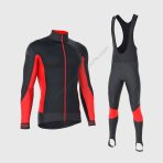 SportivesportsMen's & Boy's Set Thermodream Thermal Roubaix Long Sleeve Cycling Jersey & Bib Tights - Red