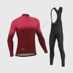 Sportivesports Men's & Boy's Set Duo Thermal Roubaix Long Sleeve Cycling Jersey & Bib Tights - Pink / Maroon