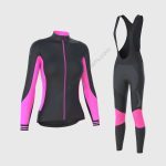 Sportivesports Women's & Girl's Set Thermodream Thermal Super Roubaix Pink Cycling Jersey & Bib Tights