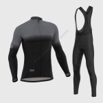 Sportivesports Men's & Boy's Set Duo Thermal Roubaix Long Sleeve Cycling Jersey & Bib Tights - Grey / Black